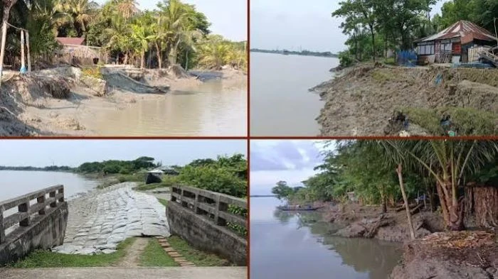 মোংলা-ঘোষিয়াখালী আন্তর্জাতিক নৌ চ্যানেলে ভয়াবহ নদীভাঙন, টেকসই বেড়িবাঁধের দাবি